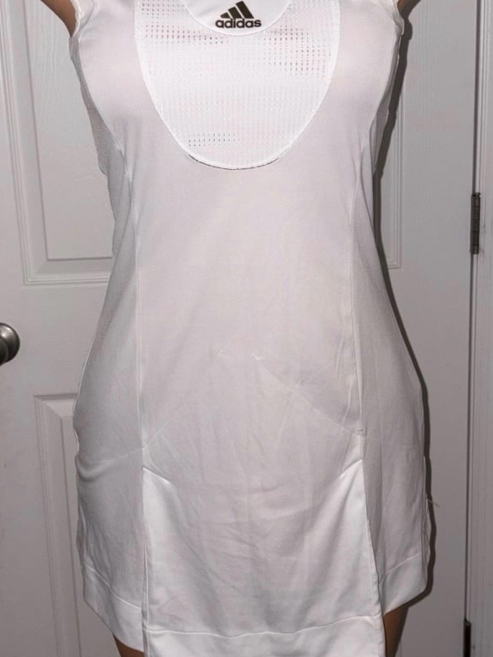 adidas White Mesh-Panel Slip Dress